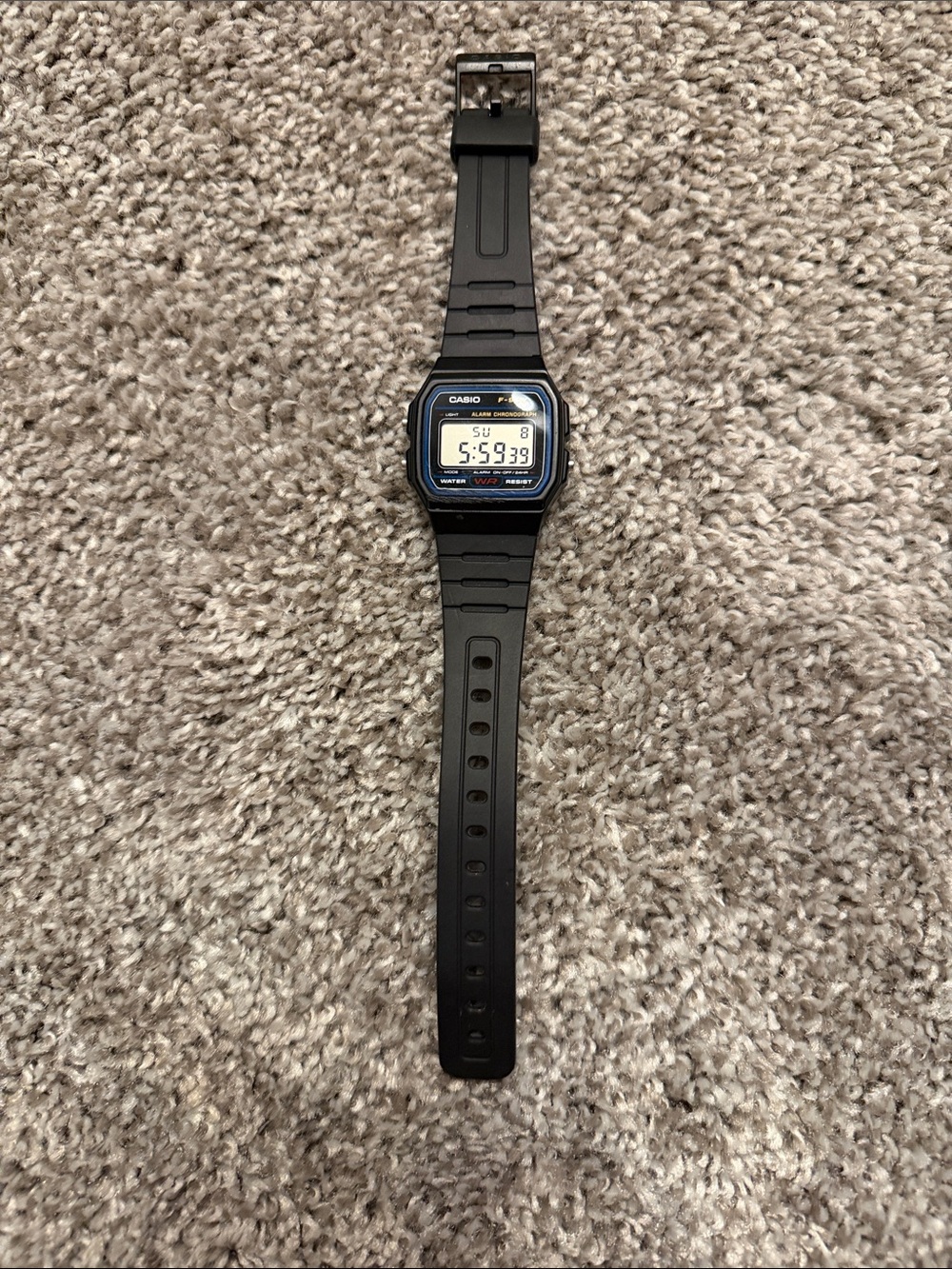 Casio F-91W Digital Wristwatch - Black with Blue Accent
